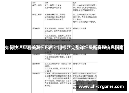 如何快速查看美洲杯巴西对阿根廷完整详细最新赛程信息指南